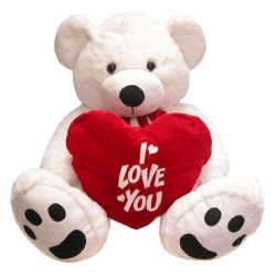 Big 3 Feet White Teddy Bear holding I Love You Heart